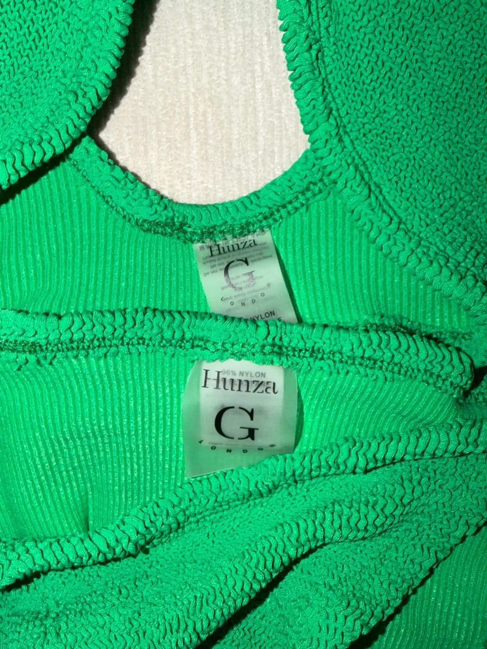 Hunza G Xandra Bikini SET Green Emerald Revolve Crinkle Stretchy Swimwear